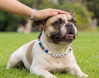 Personalisierte Hundehalsband, Silikonperlen, wasserdichtes Halsband, Hundehalskette