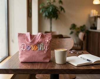 Bolso de mano personalizado con nombre: regalo infantil personalizado, bolso de mano personalizado con nombre, regalos para baby shower, bolsos con nombre para niños, regalo de Pascua