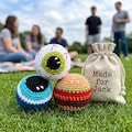 Handmade Crochet Hacky Sack, Cotton Footbag, Sensory Fidget Toy, Outdoor Play Ball product logo