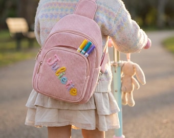 Bolso de pana con nombre personalizado para niños pequeños, bandolera de pana, regalo para niños y niñas, riñonera para niños, bolso de exterior para niños, bolso deportivo para niños, bandolera.