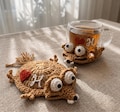 Custom Funny Crochet Coaster, Cute Mug Rug, Handmade Animal Coaster - Unique Gift, Desk Decor, Gift for Her, Housewarming Gift product logo