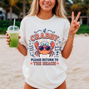 Coastal summer PNG with cute crab sunglasses graphic for beach shirt sublimation