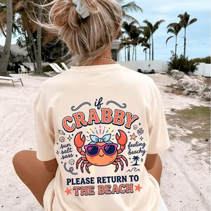 Summer crab shirt design with If Crabby Please Return to the Beach artwork