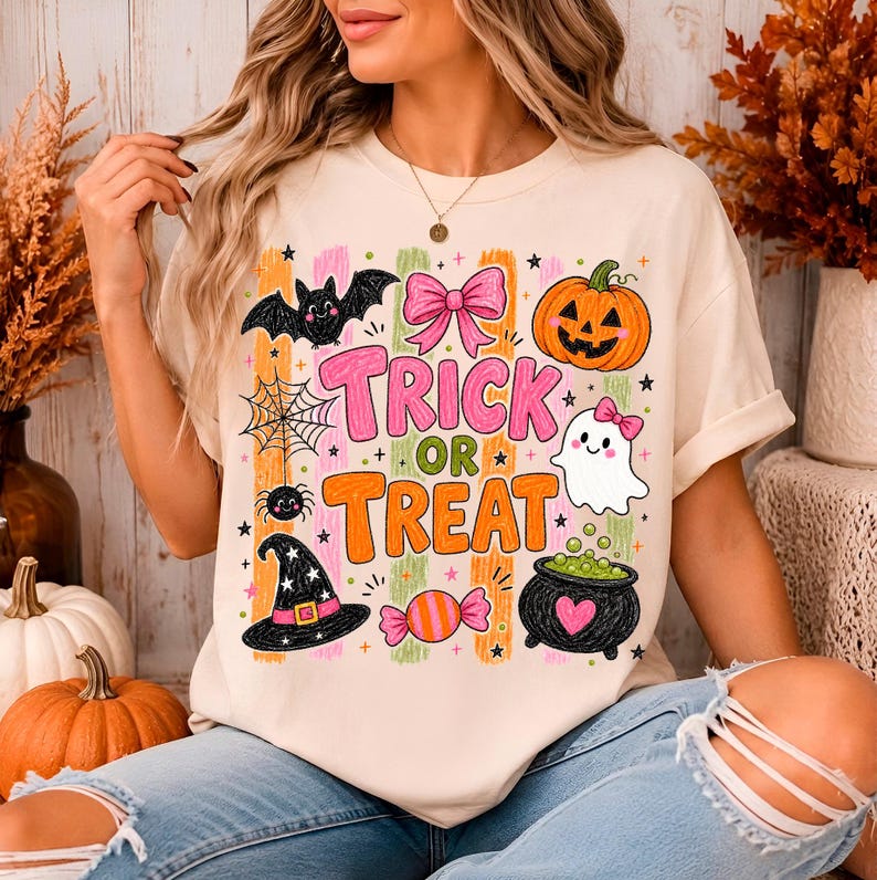 Trendy ghost pumpkin Halloween tee design