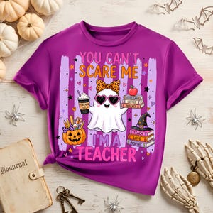 Cute Halloween teacher sublimation PNG for classroom shirts and sweatshirts