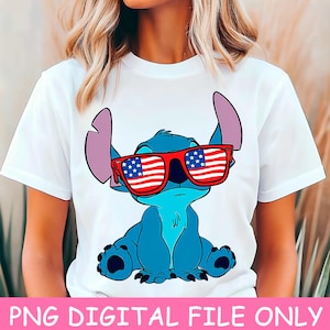 Stitch 4 juli PNG Amerikaanse vlag sublimatie ontwerp Independence Day clipart voor shirts mokken draagtassen patriottische Memorial Day VS, png