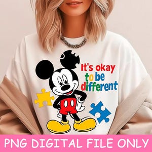 Mickey Mouse Autismo Png Design, Não Há Problema Em Ser Diferente, Design De Sublimação, Camiseta Mickey Autismo, Conscientização Sobre Autismo Png, Quebra-cabeça De Autismo Png