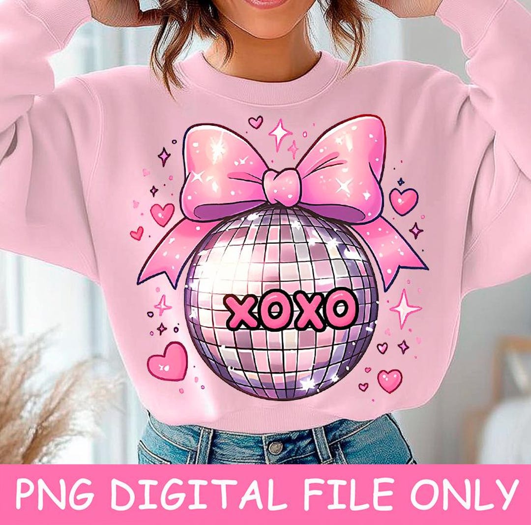 XOXO Disco Ball Valentine Png, Valentine XOXO Png Design, Pink Coquette ...