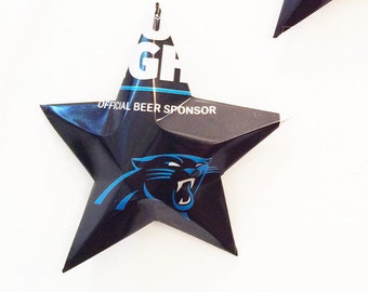 Bud Light Carolina Panthers Beer Stars Christmas Ornaments Aluminum Can Upcycled Budweiser