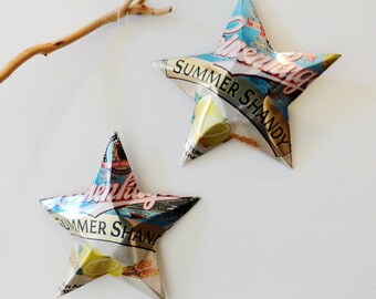 Leinenkugel Summer Shandy Stars, Christmas Ornaments, Aluminum Can, Upcycled