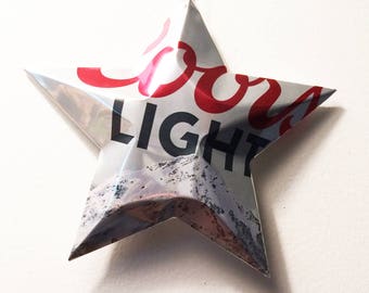 Coors Light Beer Stars Christmas Ornaments Aluminum Can Upcycled