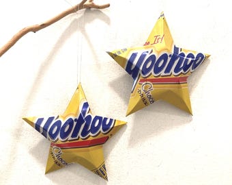 YooHoo Can Star Ornaments: Recycled Aluminum, Set of 2