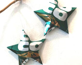 Coco Rico Coconut Soda Stars Christmas Ornaments Soda Can Upcycled