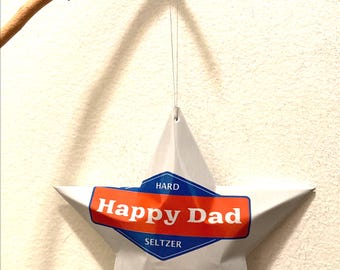 Happy Dad Hard Seltzer Recycled Aluminum Can,Christmas Ornament Stars