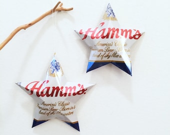 Hamms Stars Gift Toppers Ornaments Aluminum Can Upcycled