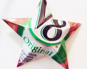 V8 Spicy, Original or Low Sodium Star Christmas Ornaments Soda Can Upcycled