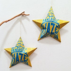 Fantastic Haze, Big Little Thing, Hazy Little Thing, Sierra Nevada Brewing Co, California, CA Beer Stars Ornaments Aluminum Can Upcycled