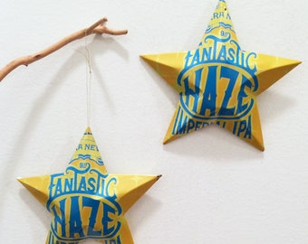 Fantastic Haze, Big Little Thing, Hazy Little Thing, Sierra Nevada Brewing Co, California, CA Beer Stars Ornaments Aluminum Can Upcycled