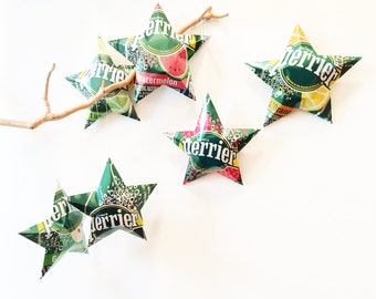 Upcycled Perrier Can Star Ornament: Christmas Tree Decor