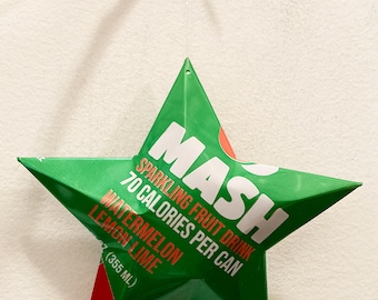Mash Sparkling Fruit Drink Ornament ,Aluminum Can Upcycled Repurposed