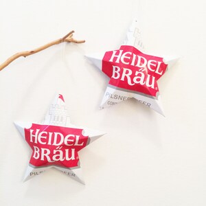 Vintage Heidel Brau Pilsner Beer Can, Stars, Recycled Aluminum Can, Beer Can Stars