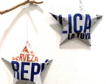 Cerveza República (La Tuya) Beer,Recycled Aluminum Can,Christmas Ornament Stars