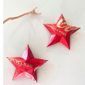 Caffeine Free Coke Stars Christmas Ornaments      Coca Cola