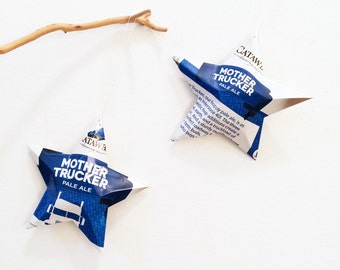 Upcycled Beer Can Star Ornament: Catawba Brewing Decor