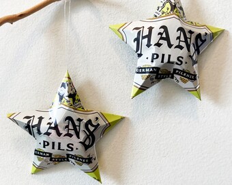 Hans' Pils Real Ale Brewing Company, Beer,Recycled Aluminum Can,Christmas Ornament Stars