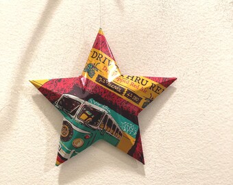 Drive Thru Red Trader Joe's Brewing Company,Recycled Aluminum Can,Christmas Ornament Star