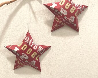 Boatswain Double IPA (Twin Screw Steamer) Beer,Recycled Aluminum Can,Christmas Ornament Stars