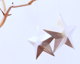 Aluminum Can Stars Christmas Ornaments Gift Topper Upcycled Recycled Plain Silver