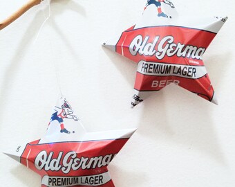 Recycled Beer Can Star Ornament: Old German Lager, Pittsburgh Brewing