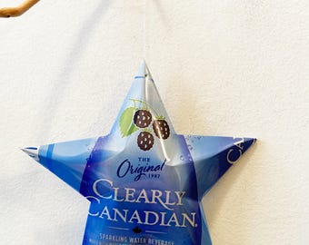 Clearly Canadian  Sparkling Water,  Recycled Aluminum Can,Christmas Ornament Stars