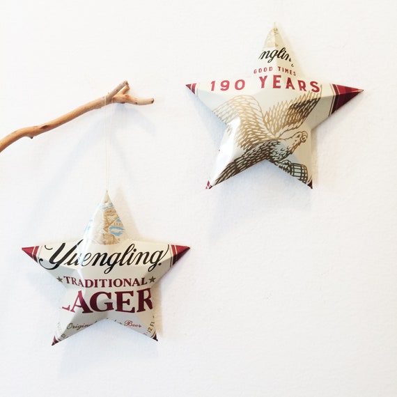 Yuengling Beer Can Star Ornament: Mancave Gift Topper