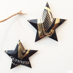 Guinness Stout Draught Style Beer Stars Ornaments Aluminum Can Upcycled