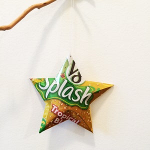 V8 Splash Tropical Blend Stars Christmas Ornaments Juice Can Upcycled image 1