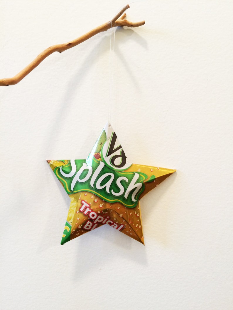 V8 Splash Tropical Blend Stars Christmas Ornaments Juice Can Upcycled image 1