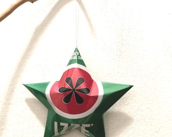 Upcycled Soda Can Star Izze Christmas Ornaments - Aluminum Art