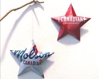 Molson Beer Star Christmas Ornament: Upcycled Aluminum Can