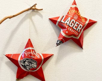 Lager Free State Brewing Co. Beer,Recycled Aluminum Can, Christmas Ornament Stars