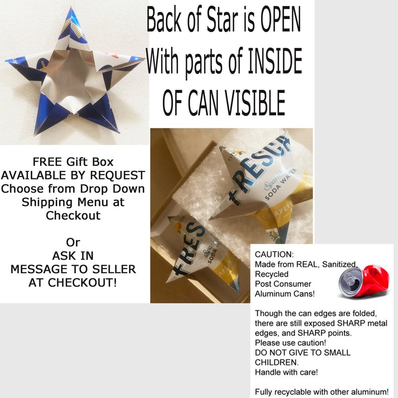 Pabst Blue Ribbon Beer Stars Christmas Ornaments, Aluminum Can Upcycled PBR, Mancave, Gift Toppers imagen 8