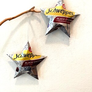 Upcycled Schweppes Can Star: Ginger Ale Soda Ornament