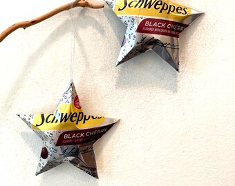 Upcycled Schweppes Can Star: Ginger Ale Soda Ornament