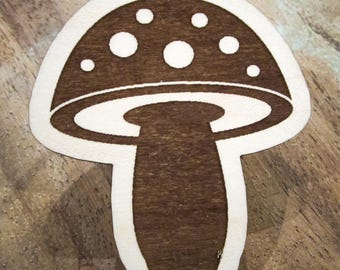 mushroom keychain (laser engraved wood)