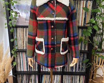 Vintage 1970s Checked Sherpa Lumber Jacket