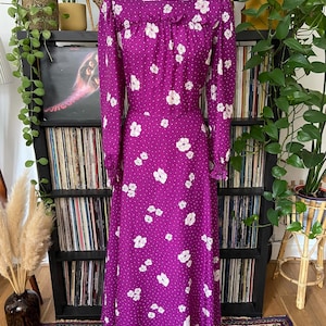 Vintage 1970s Purple Floral Maxi Dress