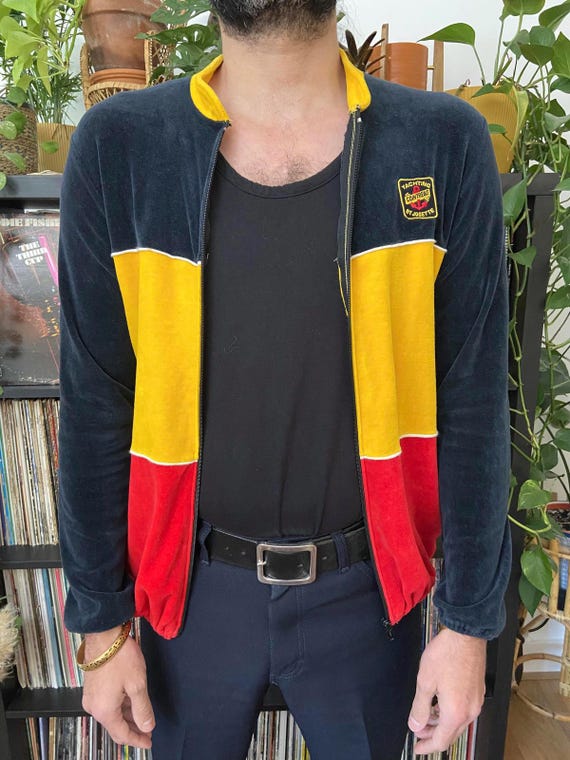 Vintage 1980s Cointreau Yachting Velour Track Top View 4