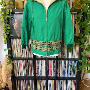 Vintage 1970s Green Embroidered Raincoat