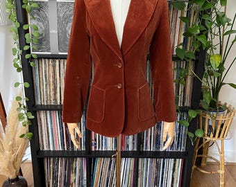 Vintage 1970s Rust Velvet Blazer